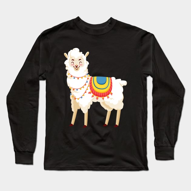 Cute Alpaca Long Sleeve T-Shirt by Mako Design 